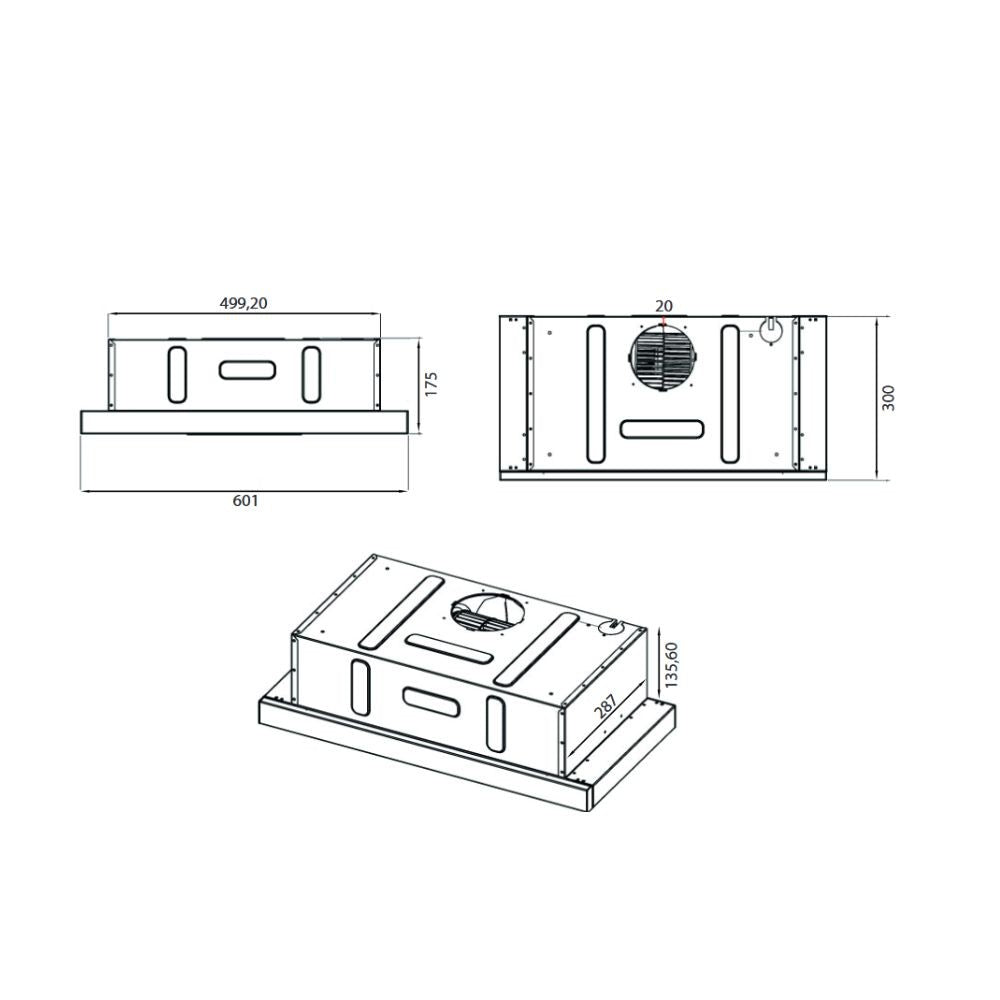 Cappa sottopensile NEWSLIM60 nero con frontalino estraibile inox Samet