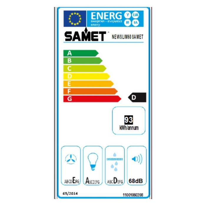 Cappa sottopensile NEWSLIM60 nero con frontalino estraibile inox Samet