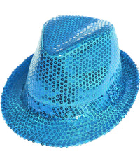 Cappello Borsalino Paillettes Azzurro Spettacolo Teatro Paillette Uomo Donna         
