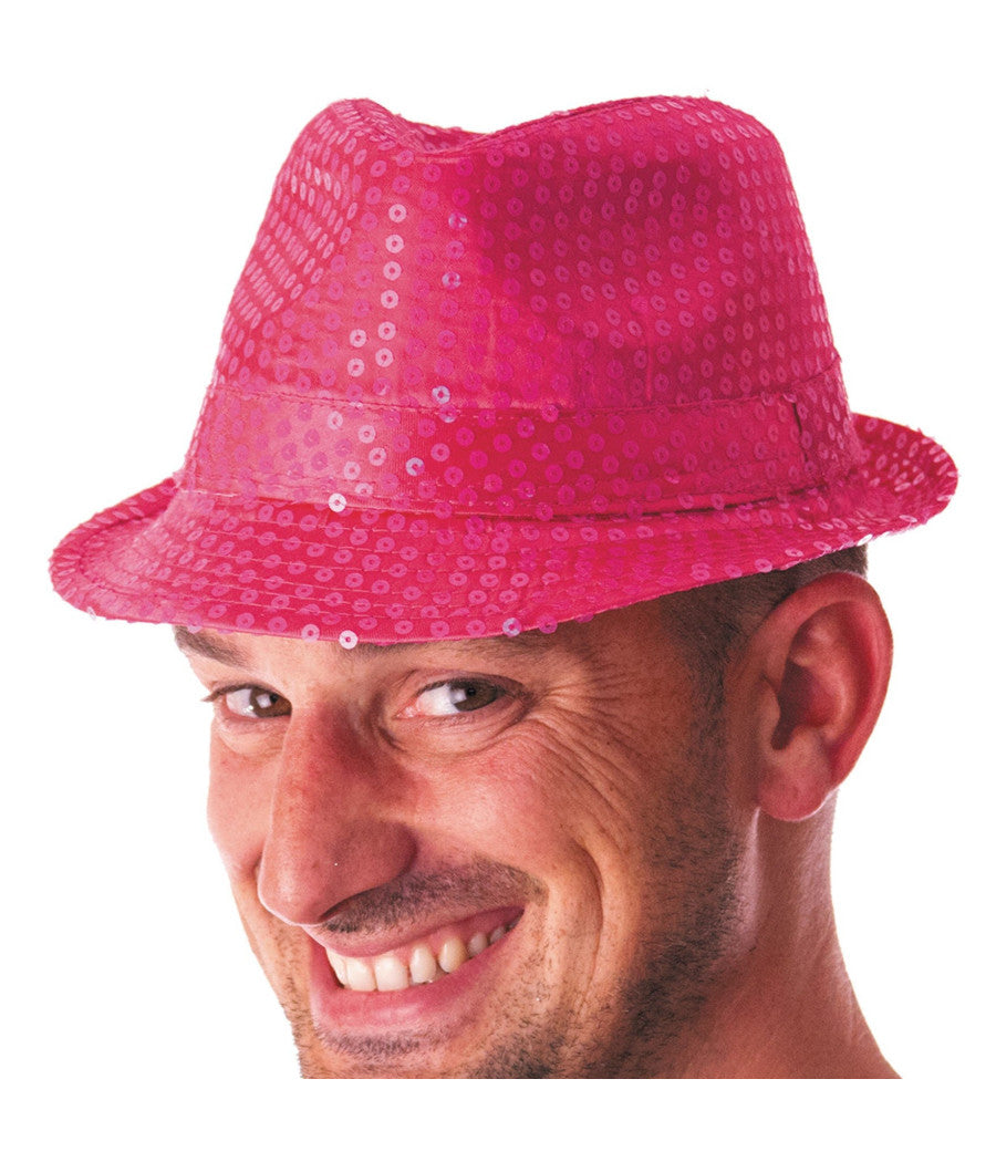Cappello Borsalino Paillettes Fucsia Spettacolo Teatro Paillette Uomo Donna         