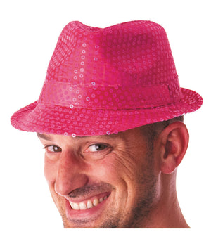 Cappello Borsalino Paillettes Fucsia Spettacolo Teatro Paillette Uomo Donna         
