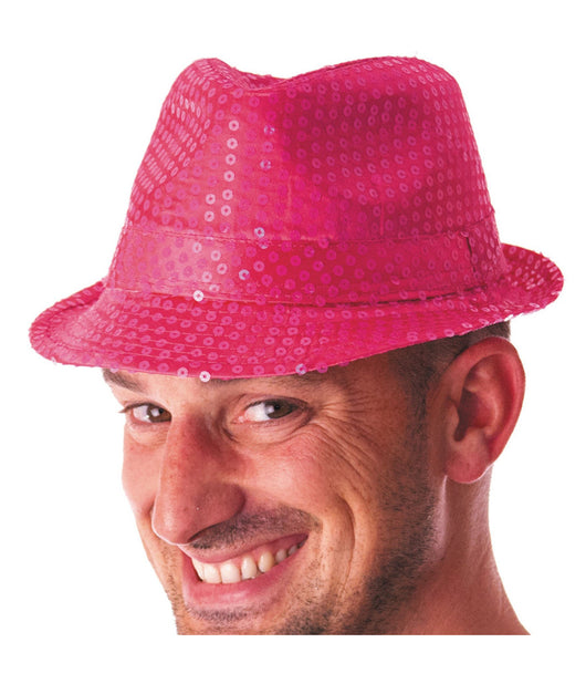 Cappello Borsalino Paillettes Fucsia Spettacolo Teatro Paillette Uomo Donna         