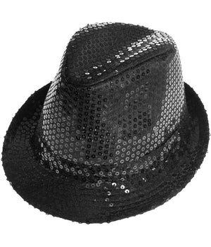 Cappello Borsalino Paillettes Nero Spettacolo Teatro Paillette Uomo Donna         