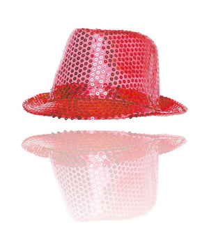 Cappello Borsalino Paillettes Rosso Spettacolo Teatro Paillette Uomo Donna         