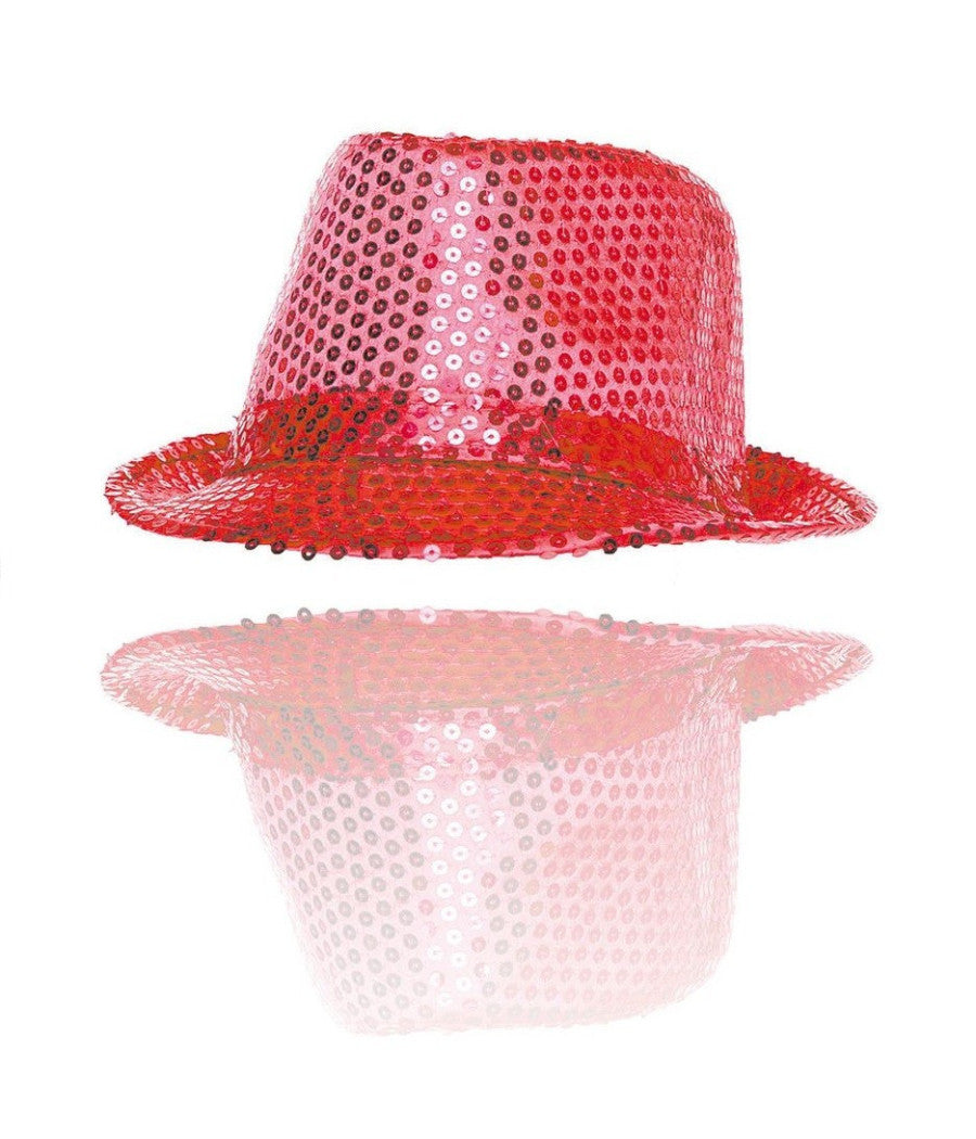 Cappello Borsalino Paillettes Rosso Spettacolo Teatro Paillette Uomo Donna         