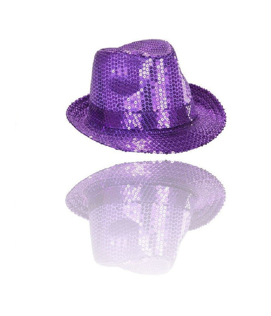 Cappello Borsalino Paillettes Viola Spettacolo Teatro Paillette Uomo Donna         