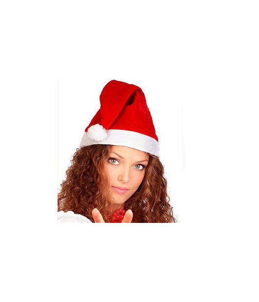 Cappello Cappellino Babbo Natale In Velluto Santa Claus Colore Rosso         