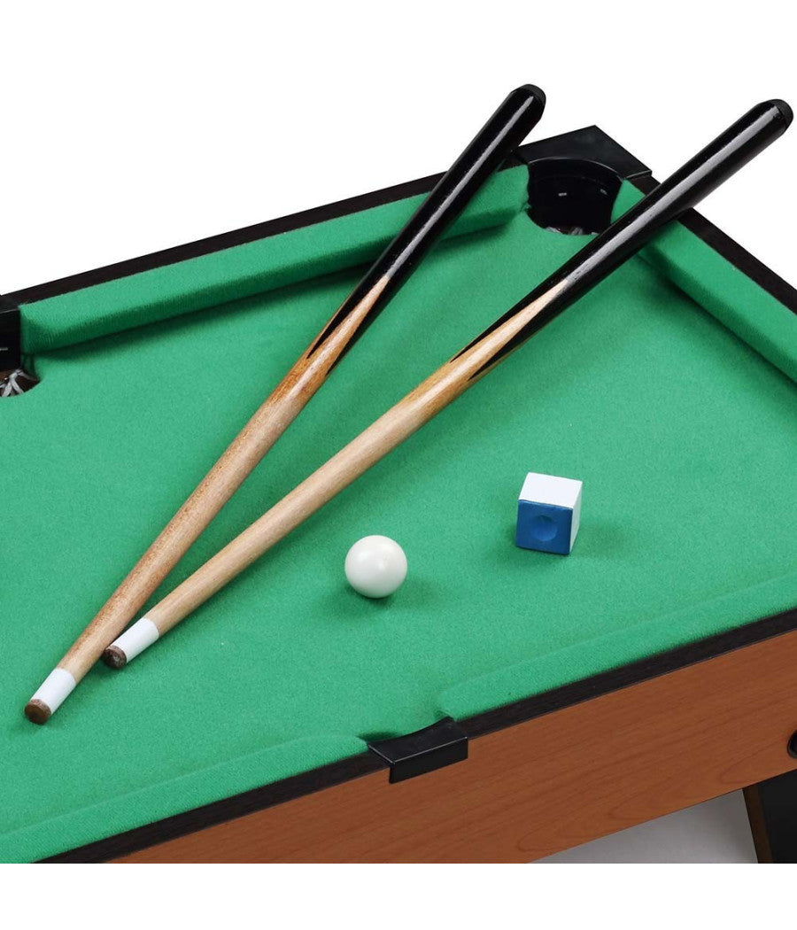 Carambola Biliardo Da Tavolo In Legno Con Piedi 15 Palle E 2 Stecche 65x37x15cm         