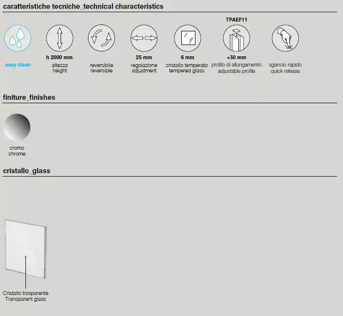 Box Doccia Saloon Apertura Interna Esterna e Lato Fisso H190 6mm - 90x145