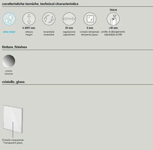 Parete Doccia Walk In H200 Anticalcare 6mm Trasparente - 70 cm