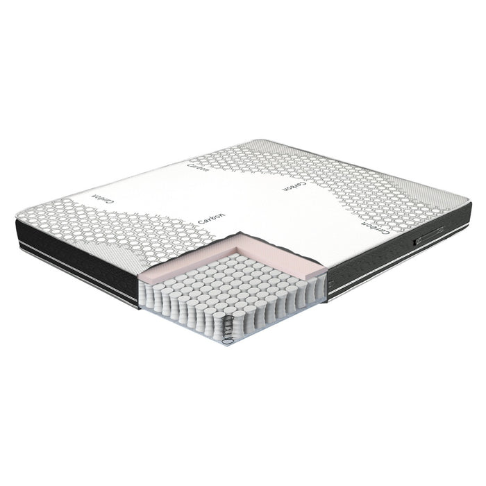 Materasso Molle Insacchettate e Memory Matrimoniale 165x200, alto 25 cm - Rivestimento Carbon. | Zefiro