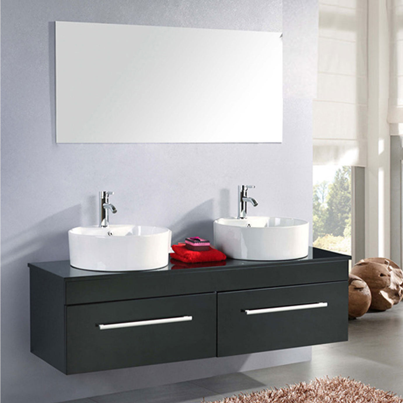 Mobile Bagno Nero 150 cm Lavabo Incluso – Cardellino