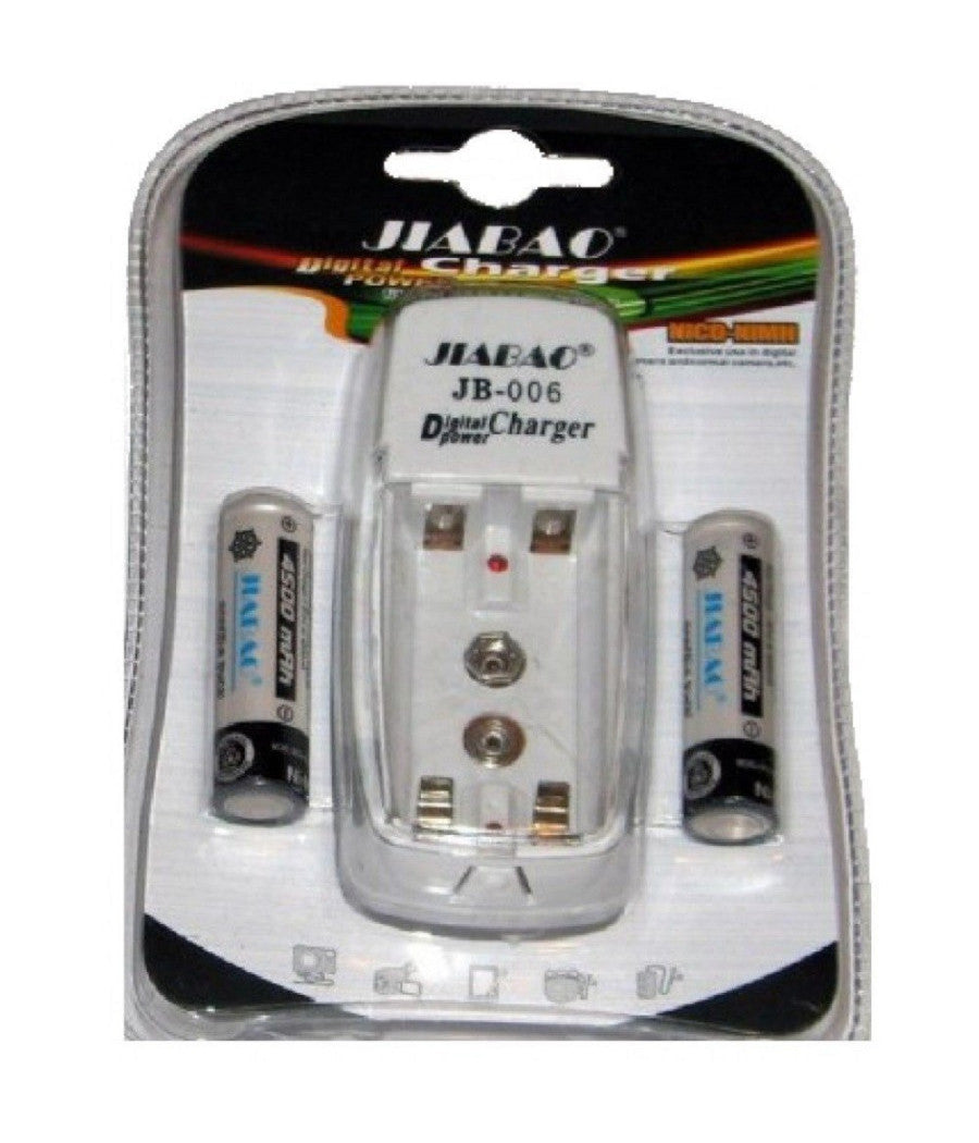 Carica Batterie Pile Stilo Ministilo Aa Aaa Jb-006 + 2 Pile Ricaricabili         