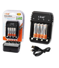 Carica Batterie Pile Stilo Ministilo Aa Aaa Zn422-a7 + 4 Pile Ministilo 2300mah         