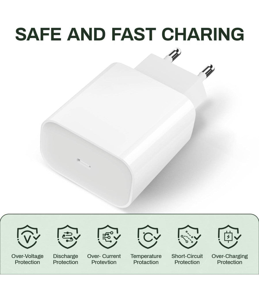 Carica Batterie Rapido Usb Type C Da 20w Caricatore Smartphone Tablet Spina 220v         