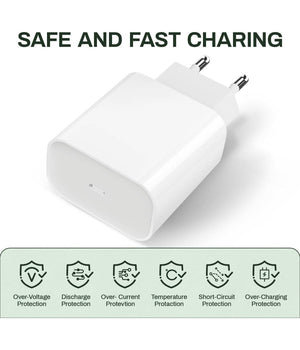 Carica Batterie Rapido Usb Type C Da 20w Caricatore Smartphone Tablet Spina 220v         