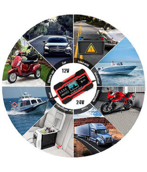Caricabatteria Auto 12v 10a/24v 5a Ricarica Rapida 7 Stadi Display Lcd Q-dp1210         