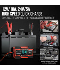 Caricabatteria Auto 12v 10a/24v 5a Ricarica Rapida 7 Stadi Display Lcd Q-dp1210         