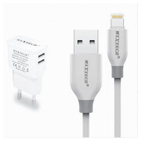 Caricabatteria Caricatore 2 Porte Usb 2.1a + Cavo Lightning 1 Mt Maxtech Ca-s038         