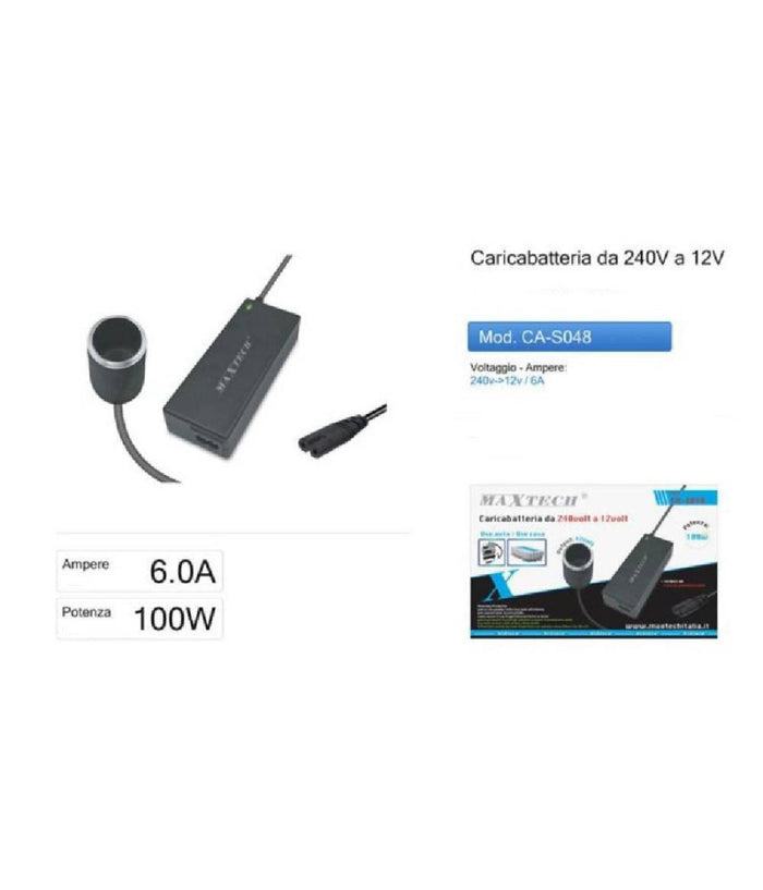 Caricabatteria Da 240v A 12v Ca-s048 Alimentatore 100w Auto Presa Pc Per Notebook         