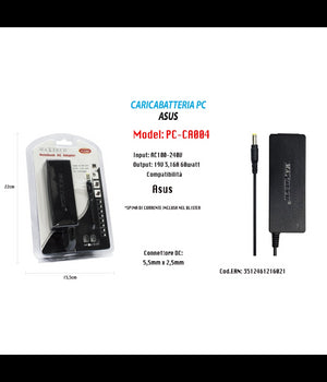 Caricabatteria Notebook Pc Alimentatore Per Asus 19v 3,16a 60w Maxtech Pc-ca004         