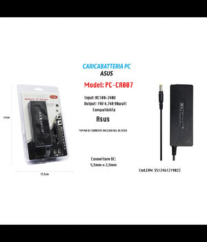 Caricabatteria Pc Asus Alimentatore Batteria Ricambio 19v 4.74a 90w Maxtech Pc-ca007         
