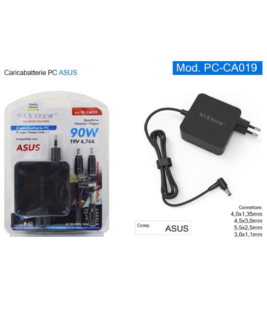 Caricabatteria Pc Compatibile Asus Alimentatore 19v 4.74a 90w Connettori Pc-ca019         
