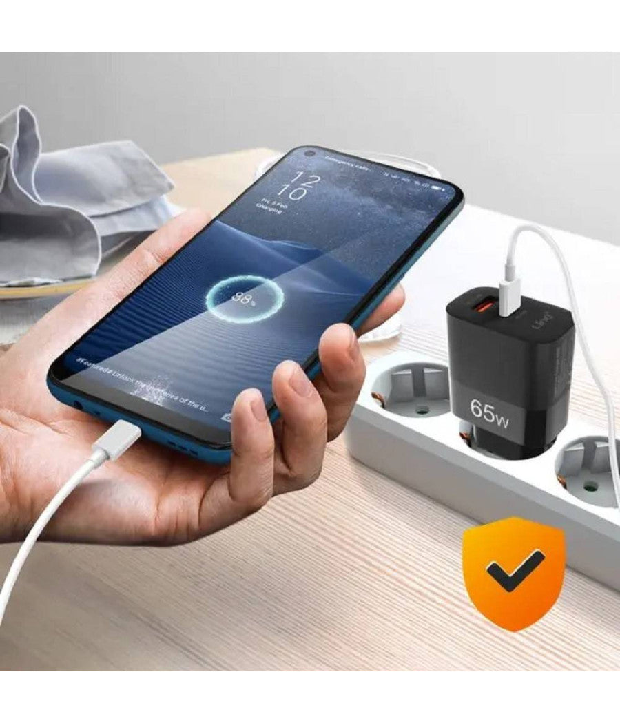 Caricabatteria Rapido Doppio 65w Usb Quick Charge 3.0 + Type-c Power Delivery Ac6563         