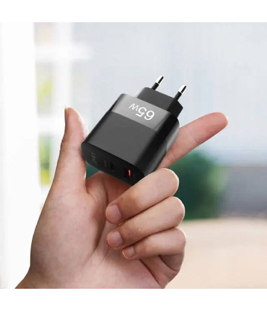 Caricabatteria Rapido Doppio 65w Usb Quick Charge 3.0 + Type-c Power Delivery Ac6563         