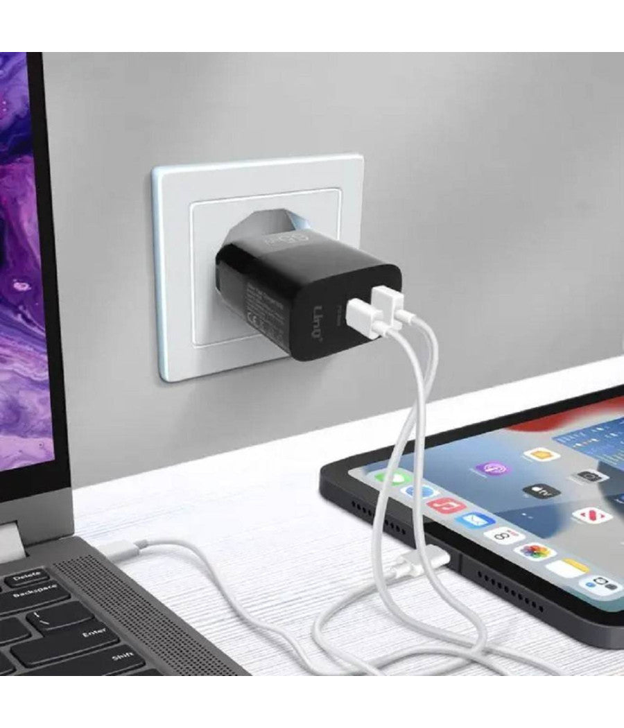 Caricabatteria Rapido Doppio 65w Usb Quick Charge 3.0 + Type-c Power Delivery Ac6563         