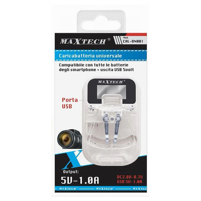 Caricabatteria Universale Caricatore Lcd Usb Per Cellulare Fotocamera Maxtech Cal-on001         