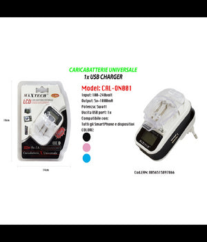 Caricabatteria Universale Caricatore Lcd Usb Per Cellulare Fotocamera Maxtech Cal-on001         