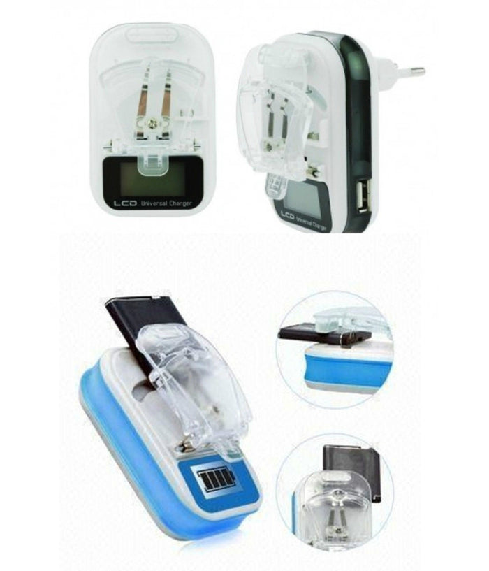 Caricabatteria Universale Caricatore Lcd Usb Per Cellulare Smartphone Fotocamera         