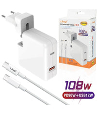Caricabatterie 2in1 Super Veloce Pd96w + Usb12w Type-c Notebook Smartphone Pd9080         