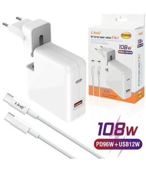 Caricabatterie 2in1 Super Veloce Pd96w + Usb12w Type-c Notebook Smartphone Pd9080         