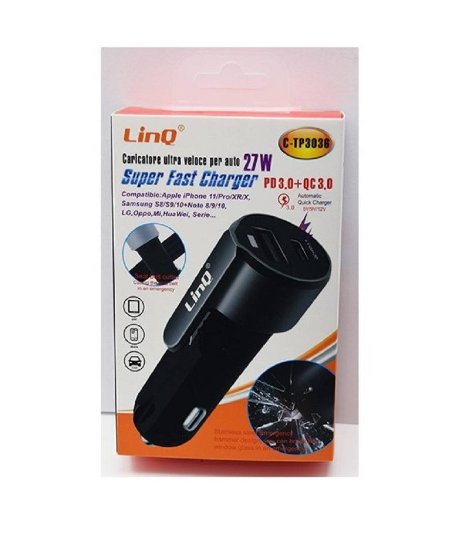 Caricabatterie Adattatore Caricatore Rapido Auto Pd+qc3.0 Super Fast 27w C-tp3036         