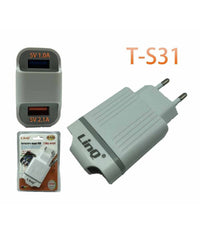 Caricabatterie Alimentatore Doppia Usb 1a + 2.1a 5v 15w Smartphone Tablet T-s31         