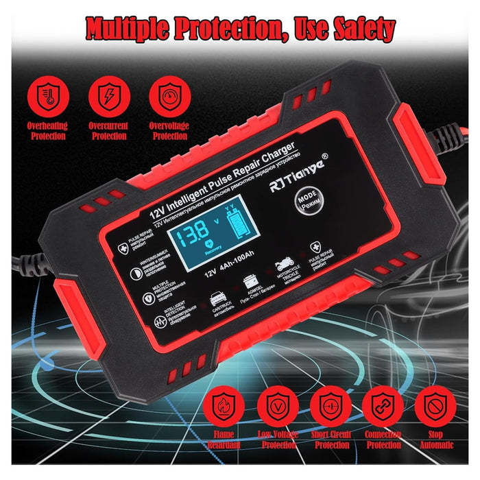 Trade Shop - Caricabatterie Auto 6a 12v Mantenitore Batteria Compensazione Temperatura Moto Tosaerba Barca -        