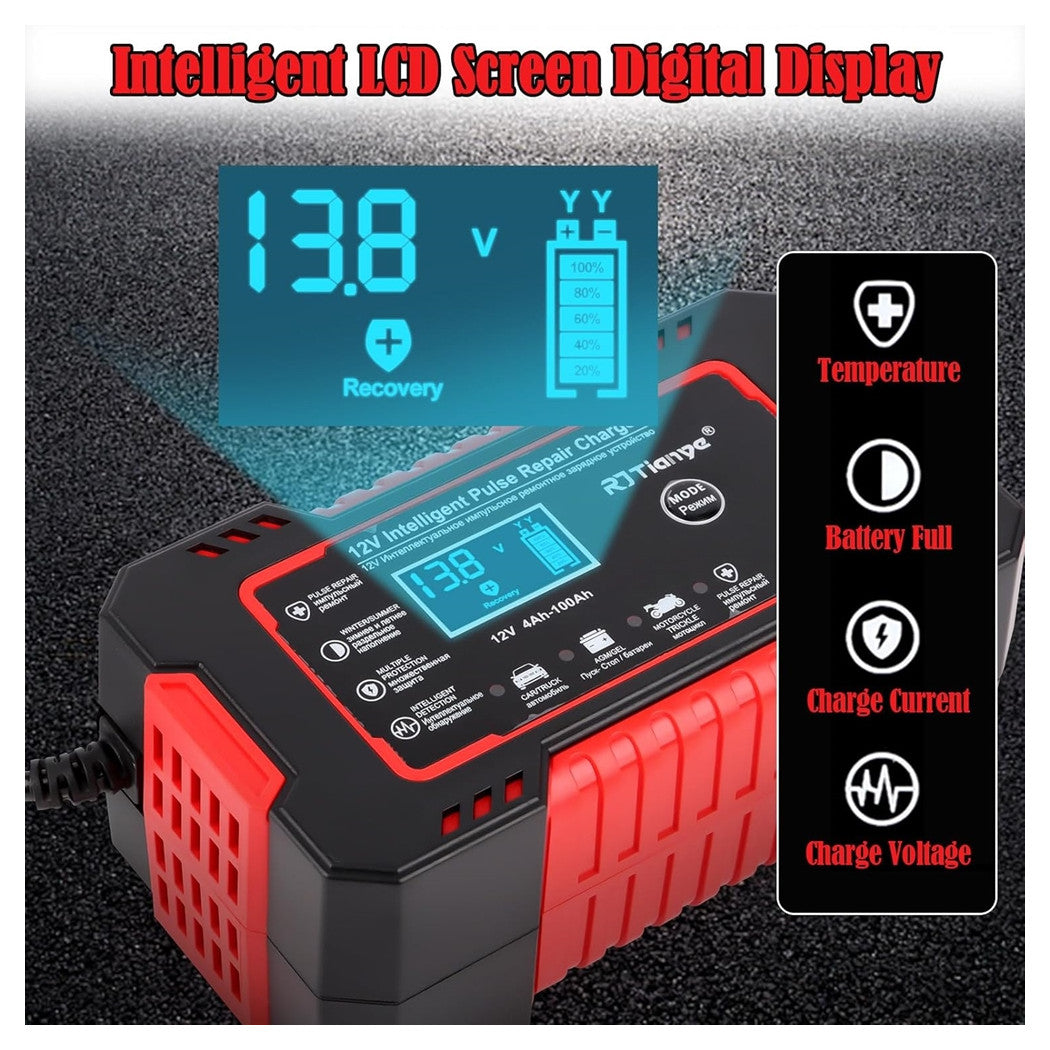 Trade Shop - Caricabatterie Auto 6a 12v Mantenitore Batteria Compensazione Temperatura Moto Tosaerba Barca -        