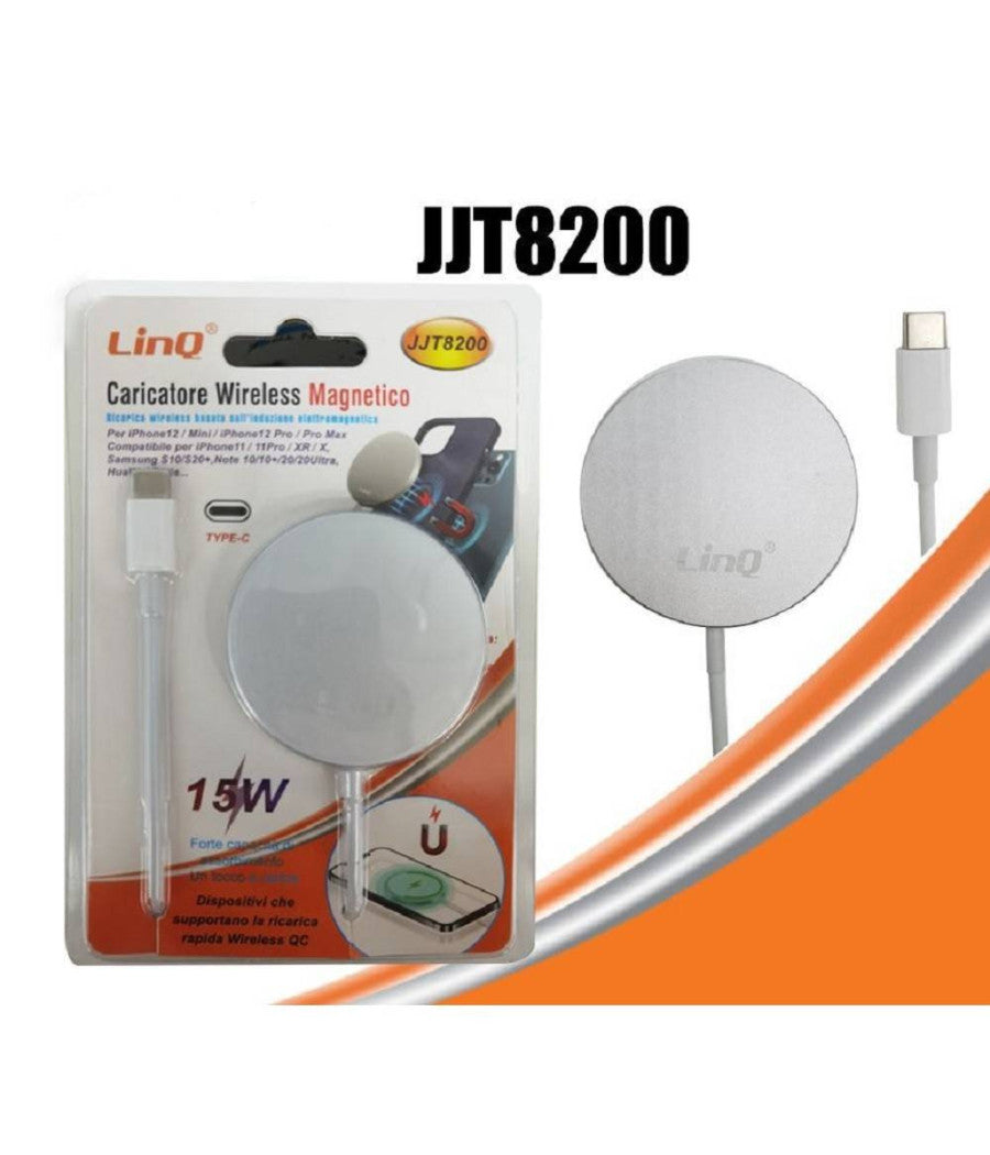 Caricabatterie Caricatore Ad Induzione Wireless Qc Magnetico 15w Type-c Jjt8200         