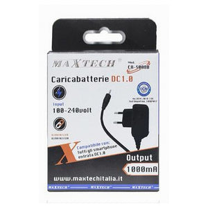 Caricabatterie Da Viaggio Rete Fissa Con Spina Dc:1.0 5v-1000ma Maxtech Ca-s008b         