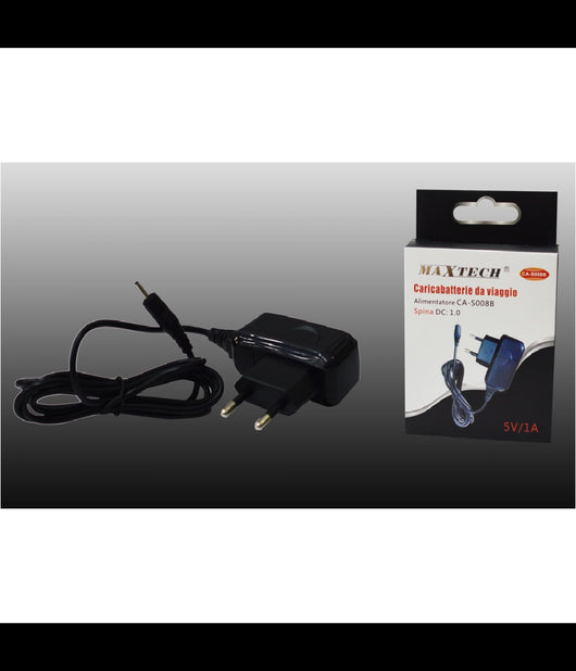 Caricabatterie Da Viaggio Rete Fissa Con Spina Dc:1.0 5v-1000ma Maxtech Ca-s008b         