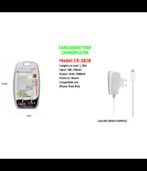 Caricabatterie Maxtech Charger Ultra Lightning Per Iphone Ipad Ipod 5v-2000ma 10w Ca-s020         