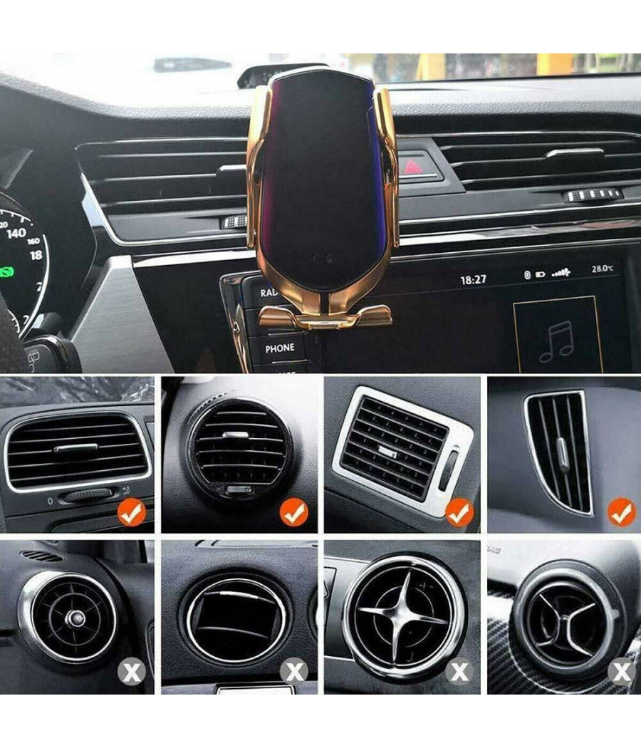 Caricabatterie Per Auto Wireless Supporto Smartphone R1 Con Sensore Di Apertura         