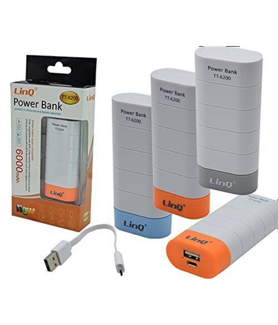 Caricabatterie Portatile 6000 Mah Batteria Power Bank Usb Cavo 3 In 1 Tt-6200+         