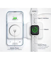 Caricabatterie Wireless Magnetico 15w 2in1 Qi Smartphone Airpods Smartwatch C3547         