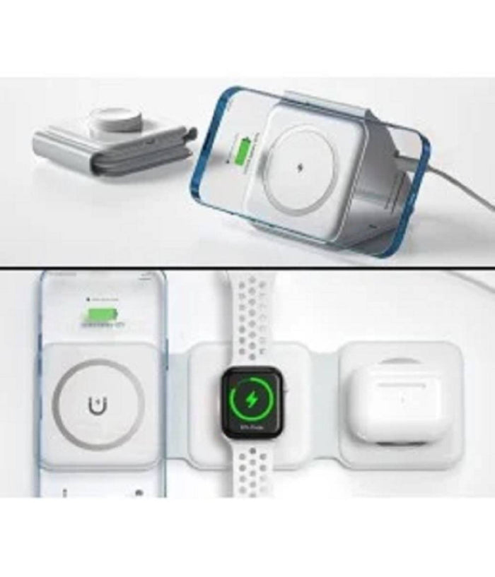 Caricabatterie Wireless Magnetico 15w 3in1 Qi Smartphone Airpods Smartwatch C3546         