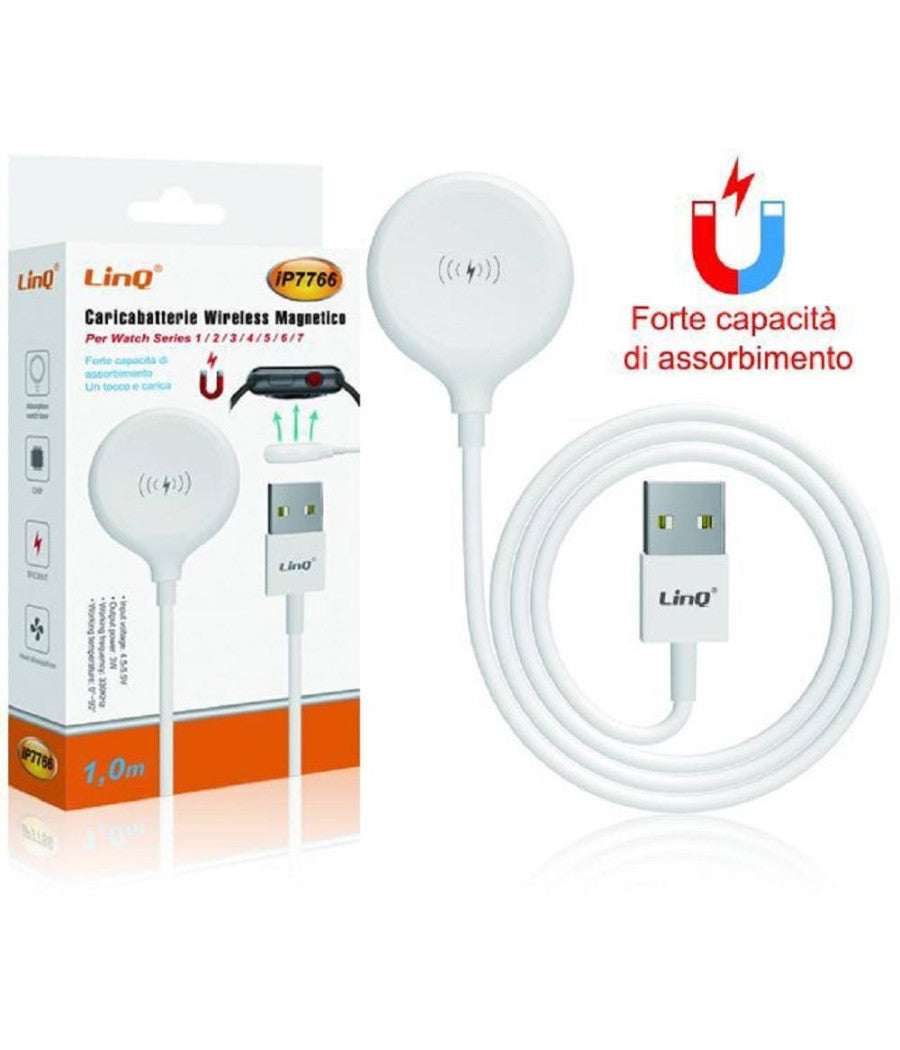 Caricabatterie Wireless Magnetico Per Watch Potenza 3w Cavo Usb 1 Metro Ip7766         