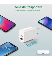 Caricatore 20w Usb A Usb C Pd 3.0 Per Iphone Xiaomi Huawei Samsung Caricabatteria         