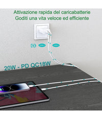Caricatore 20w Usb A Usb C Pd 3.0 Per Iphone Xiaomi Huawei Samsung Caricabatteria         